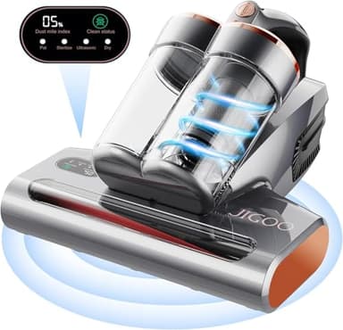 JIGOO S300 PRO Battimaterasso con Luce UV-C,500W,Aspiratore portatile con Sensore di acari,display digitale intelligente, Antiacaro, Rimuove gli allergeni per la pulizia di materassi,divani
