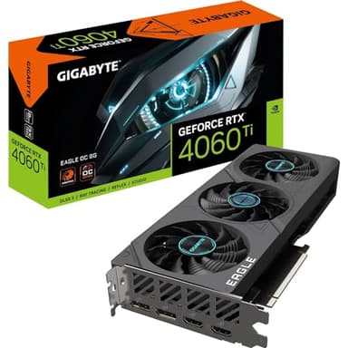 GIGABYTE GeForce RTX 4060 TI EAGLE OC 8GB Scheda grafica - GDDR6 18Gbps 128bit, PCI-E 4.0, 2x DisplayPort 1.4, 2x HDMI 2.1a, NVIDIA DLSS 3, Supports 4K, Ada Lovelace Arch, GV-N406TEAGLE OC-8GD