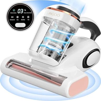 JIGOO J300 Battimaterasso,500W Aspiratore portatile intelligente per materassi, Aspirapolvere antiacaro con luce UV, rimuove il 99,9% degli allergeni, per materassi, letti, divani e mobili imbottiti