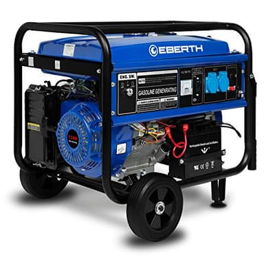 EBERTH 5500 Watt Generatore di corrente portatile Gruppo elettrogeno avviamento elettrico 13 CV Motore a benzina 4T, Monofase, 2x 230V, 1x 12V Regolatore di volt automatico AVR, con ruote