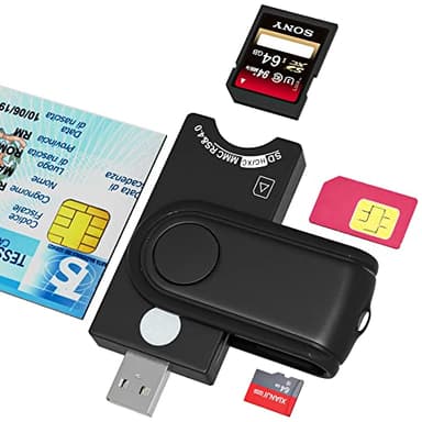 4 in 1 Lettore Smart Card Tessera Sanitaria, Lettore lettore SIM Card, Supporto Firma Digitale, Lettore Schede SD e Lettore Micro SD, Lettore SIM Card per CAC/SIM/ID/IC/Chip Card (E-Tax)