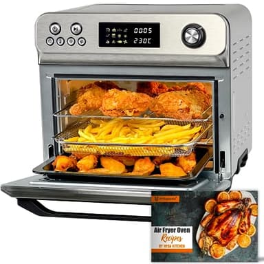 HYSapientia® Forno Friggitrice ad Aria Calda 24 litri 10 in 1, 1800W Friggitrice aria in acciaio inox，Ricette e istruzioni italiane，forno ad aria con 8 accessori…
