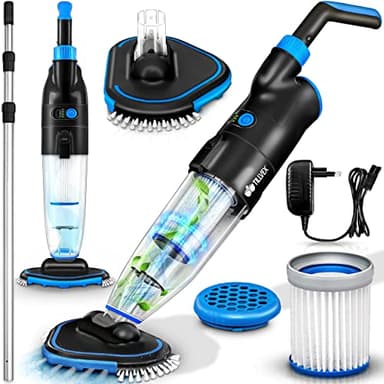 tillvex Aspirapolvere per Piscina con Batteria Ricaricabile | Electric Vac per Pavimenti di Piscina Palo Telescopico Elettrico | Pulitore per Piscina con Filtro e Sistema a 2 Velocità