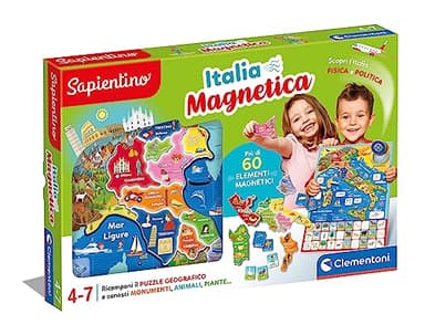 Clementoni - 16751 - Sapientino - Geo-Puzzle Magnetico Italia - Puzzle con Cartina Dell'Italia Fisica, Gioco Educativo di Geografia per Bambini dai 4 Anni (Gioco in Italiano)