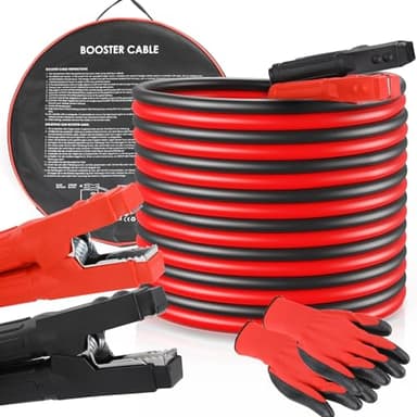 TLGREEN Cavi Avviamento per Auto, 6M 1500A 12V-24V, Sezione Trasversale di 30mm², Guanti e Borsa da Viaggio Inclusi, Cavi di Collegamento per Avviamento, Cavi Batteria Auto, Moto, Camper, Camion