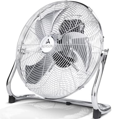TRESKO AERSON Ventilatore da pavimento 50 cm, con 3 livelli di potenza, ventilatore 120W, alto flusso d'aria, struttura robusta in metallo, angolo di inclinazione ca. 110 gradi