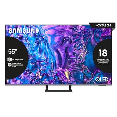 Samsung TV QE55Q74DATXZT QLED 4K, Smart TV 55" Quantum processor 4K, AirSlim, DVBT-2, Q-Symphony & OTS Lite, Integrato con Alexa e Bixby, compatibile con Google Assistant, Titan Gray 2024