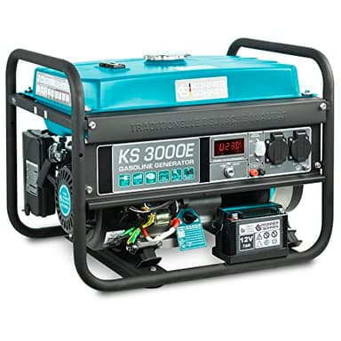 Generatore a benzina KS 3000E potenza massima 3000 W, con avviamento manuale/elettrico, 2x16A (230 V), 12 V, regolatore automatico di tensione (AVR), protezione da sovraccarico e cortocircuito