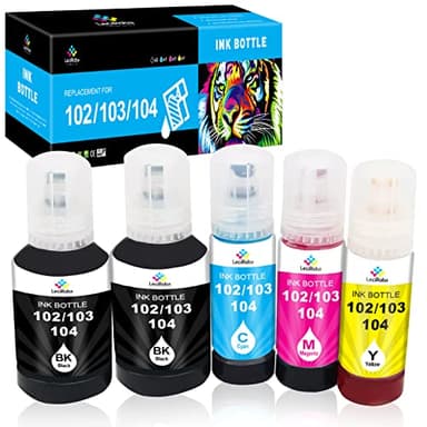LeciRoba E-104 per epson 104 103 102 Ecotank Multipack use with ET-2710 ET-2711 ET-2712 ET-2714 ET-2715 ET-2720 ET-2721 ET-2726 ET-2810 ET-2810 5 ET-2 820 ET-2821 ET-2825 ET-2826 ET-4700 ET-4800 (5PK)