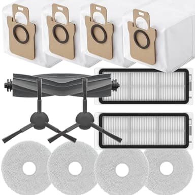 Geoviizon Kit di Accessori per Dreame L20 Ultra Complete / L20 Ultra Robot Aspirapolvere Ricambio (1 Spazzola Principale, 2 Spazzole Laterali, 2 Filtri, 4 Panni per la Pulizia, 4 Sacchetti)