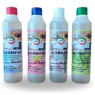 PIP ROBOPAV,(NUOVO) Detergente Pavimenti per Robot e Lavasciuga, Concentrato, Senza Risciacquo, Multisuperficie, Compatibile per tutti i Robot, Kit Profumo Assortito, 4 FL.da ml.500 + Omaggio
