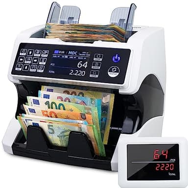 Jubula MV-500 Macchina conta banconote professionale a denominazione mista | EUR, USD, GBP, SEK, ecc. | 11 metodi di rilevamento delle contraffazioni | Contabanconote professionale miste | Conta soldi