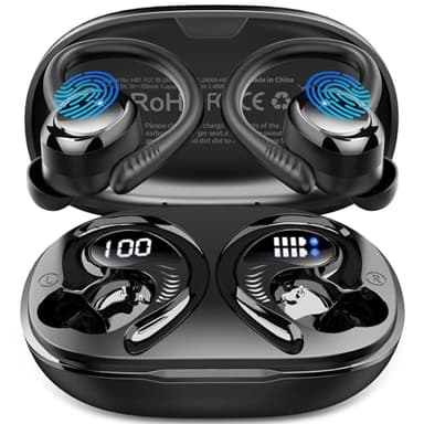 Cuffie Bluetooth, Auricolari Bluetooth 5.4 con Cancellazione Rumore Mics per Chiamate, 50 Ore Cuffie in Ear con con Display LED, IP7 Impermeabili Cuffiette Wireless Sport/Running con iOS e Android