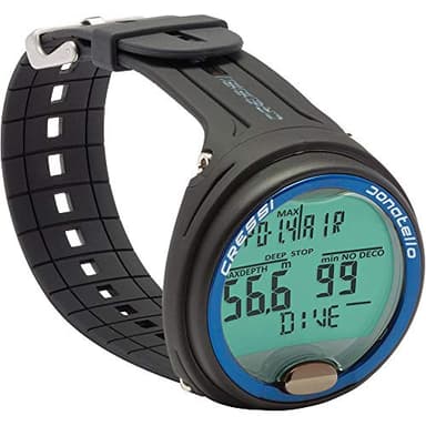 Cressi Donatello Diving Computer - Computer Subacqueo Professionale da Polso per Immersioni e Apnea, Taglia Unica Unisex Adulto, Nero/Blu