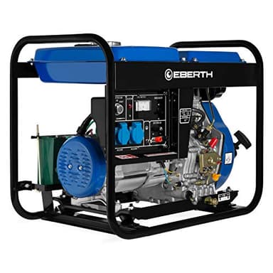 EBERTH 5000 Watt Generatore di Corrente Diesel Portatile, Gruppo Elettrogeno con Motore Diesel 10 CV e Avviamento Elettrico, 4T, 2X 230V, 1x 12V Regolatore di Volt Automatico AVR, Protezione Olio