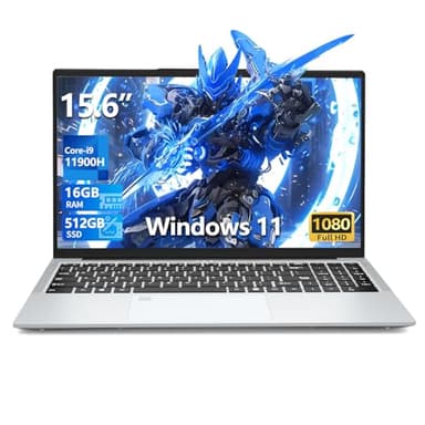 15,6 Pollici PC Portatile Core i9-11900H, Windows 11 Notebook 16GB RAM 512GB SSD, Gaming Laptop Iris Xe GPU, 1920*1080 IPS Schermo, Sblocco Impronta Digitale, Tastiera Retroilluminata, Type-C/RJ45