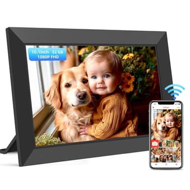 Vexloria Cornice Digitale WIFI 10.1 Pollici, IPS Touch Screen Cornice Digitale Foto, 32 GB 1280 * 800 IPS HD Portafoto Digitale con Rotazione Automatica, Calendario, Sveglia, Tempo Metereologico