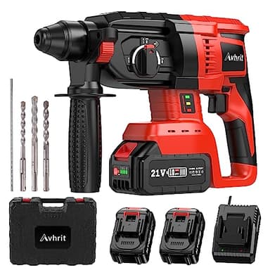 Avhrit 2025 Tassellatore a Batteria Aggiornato, con 2 Pacchetti di Batterie al Litio Portatili (21V), Motore Senza Spazzole, Trapano a Percussione a Batteria per Uso Domestico e Professionale