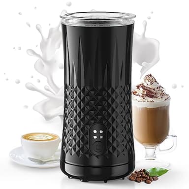 Montalatte Elettrico, HAPPHOOH 4 in 1 Cappuccinatore Elettrico Fredda/Calda, Schiuma Veloce, Silenzioso Montalatte Automatico Controllo della Temperatura, Macchina per Cappuccino, Latte e Macchiato