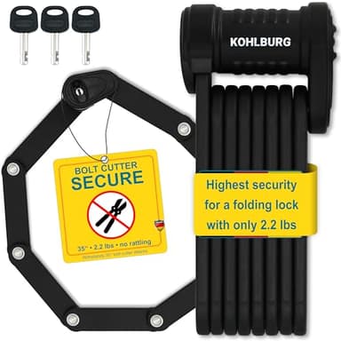 KOHLBURG lucchetto pieghevole di sicurezza - Lucchetto per bicicletta lungo 89 cm - Lucchetto pieghevole molto sicuro in acciaio speciale temprato - Lucchetto con staffa per E-bike e bicicletta