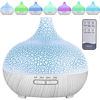 MAISITOO Diffusore di Oli Essenziali,550ml Diffusore di Aromi,Umidificatore Ambiente Fino a 8 Ore di Lavoro,Diffusore Ambiente Luci Notturne 7 Colori,Senza BPA,per Yoga,Spa,Camera da Letto