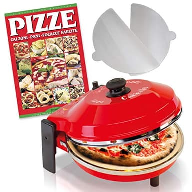 SPICE - Forno Pizza CALIENTE con pietra refrattaria 400 gradi Resistenza circolare (Forno P. 32 cm + 2 Palette alluminio + Ricettario PIZZE)