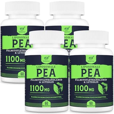 Liposomiale di Palmitoiletanolamide (Pea) 1100mg con Luteolina, Pea Micronizzato - Alta Purezza, Super Assorbimento ed Efficacia Ottimale, 60 Capsule Molli (Pack of 4)