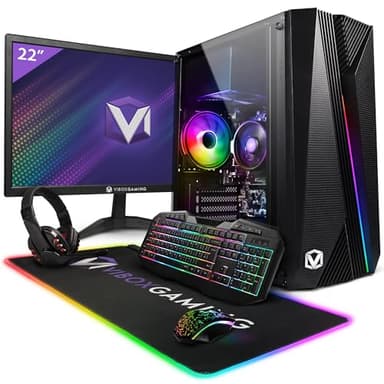 Vibox VI-128 PC Gamer Completo • 22" Monitor • AMD Ryzen 3 3200GE 4,0 GHz • Radeon Vega 8 • 16 GB RAM • 2 TB HDD • 240 GB SSD • Linux OS • WiFi