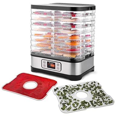 Hopekings Essiccatore frutta e verdura,Display LCD,Timer di 72 ore,8 pallet,Disidratatore per Alimenti,Essiccatore Alimentare,Temperatura regolabile(35 ° C-70 ° C), 400 W