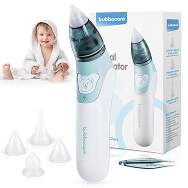 Aspiratore Nasale, Aspiratore Nasale Neonato con 4 Punte per Ugelli Riutilizzabili, Aspiratore Nasale per Bambini Alimentato a Batteria, Aspiratore Nasale per Neonati e Bambini Piccoli