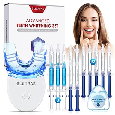 Kit Gel Sbiancante per Denti, Bledras Sbiancante Dentale Professionale, con 12 Gel Sbiancanti, 3 Gel Lenitivi, 15 Minuti di Sbiancamento dei Denti, Facile da Usare a Casa