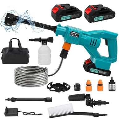 Idropulitrice a Batteria, Idropulitrice Portatile con 6 In 1 Ugello, Idropulitrice Elettrica Senza Fili con 2 batterie da 21 V, Idropulitrice ad Alta Pressione per Auto Pulire Giardino Terrazza
