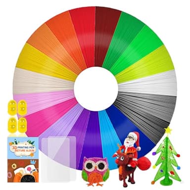 YlYADl Filamento Penna 3D PLA 1.75mm, 20 Colori 10M Ricariche Penna 3D Colorate con 42 Album di Modelli, Filamento per penna 3D,Fili Penna 3D PLA per Bambini, per la Stampa 3D Stampante