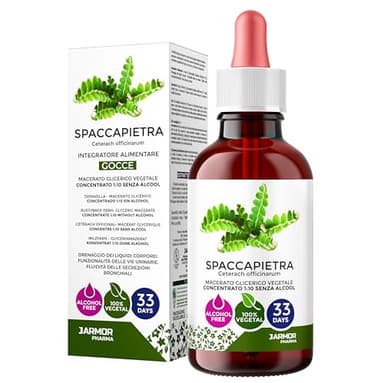 Erba Spaccapietra Gocce 100ml - Reni e Calcoli Renali - Depurativo Diuretico Drenante Forte - Detox Fegato e Intestino - Ritenzione Idrica Gambe - J.Armor Pharma Integratore Liquido
