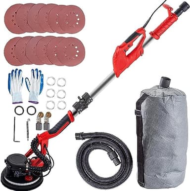VEVOR Levigatrice per Pareti a Secco 750W, Levigatrice per Pareti a Secco Elettrica, Levigatrice a Nastro per Seghe Pieghevoli, con Impugnatura Telescopica, Velocità Variabile 800-1750 giri/min
