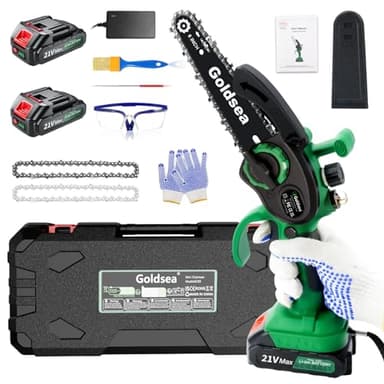 Mini Motosega a Batteria 2 Batteria 21V 900W Motosega a Batteria per Potatura con Oliatore Automatico, 6 Pollici Goldsea Sega a Batteria per Potatura per il Giardinaggio Potatura Albero Taglio del