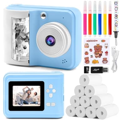 Macchina Fotografica Bambini Istantanea, 2,4 Pollici Digitale Fotocamera Bambini con 32GB TF Scheda e Carta Fotografica per Stampa, Regalo di Natale per Bambini dai 3-12 Anni