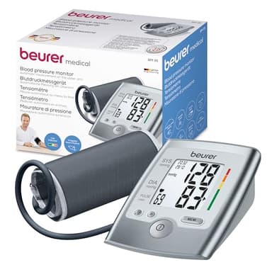 Beurer BM 35 Misuratore di Pressione e Battito da Braccio con 60 Posizioni di Memoria per 2 Diversi Utenti, Rilevazione Aritmie, Circonferenze Braccio 22-36 cm, Custodia, Funzionamento standard BM 35