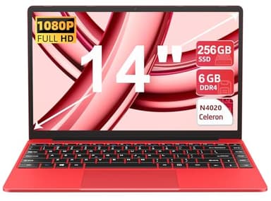 PC Portatile Win 11 Computer Portatile Notebook 14 Pollici 256GB SSD Expansion 1TB, Laptop 5G WiFi 5000mAh 1080FHD, Celeron N4020 fino a 2.8GHz BT4.2 USB3.0 Mouse Wireless Protezione Tastiera-Rosso