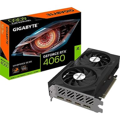 Gigabyte NVIDIA GeForce RTX 4060 WINDFORCE OC Scheda grafica - 8GB GDDR6, 128-bit, PCI-E 4.0, 2475MHz Core Clock, 2x DP 1.4, 2x HDMI 2.1a, NVIDIA DLSS 3 - GV-N4060WF2OC-8GD