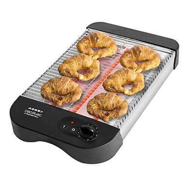 Cecotec Tostapane Orizzontale Turbo EasyToast Basic. 3 resistenze quarzo, 6 livelli di potenza, raccogli briciole, scopartimento per il cavo, 900 W