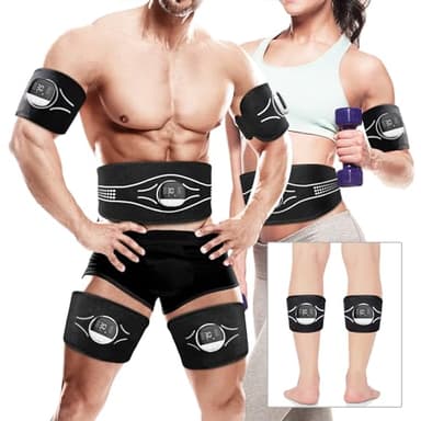 Jenylu Elettrostimolatore Addominali, Elettrostimolatore Muscolare in Aluminio con 10 modalità e 30 intensità, per Addominale/Braccio/Gambe/Waist, Avvisi sul Consumo di Calorie e sulla Ricarica