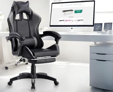 FENIXSHOP24 Sedia/Poltrona Gaming Ergonomica Reclinabile con Poggiapiedi Poggiatesta e Supporto Lombare Braccioli X Gamer con Ruote Girevoli Nero/Grigio HLD-920 (Nera/grigia)