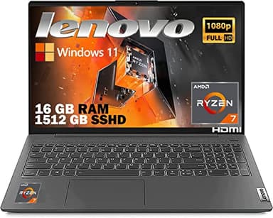 Lenovo Notebook pc portatile Cpu Ryzen 7 5700U 8, RAM 16Gb, SSD+HD M.2 1512GB, Display 15,6" Full HD, tastiera Italiana, 4 usb, Win 11 Pro, Mouse OMAGGIO