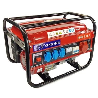 Generatore Elettrico Benzina 15L 5500W 230/380V 4 Spine (2500W Trifase 3000W Monofase) Motore 4 Tempi