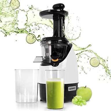 Duronic JE2 Estrattore di succo a freddo di frutta e verdura 220 W – Spremitura lenta 80 giri/minuto e senza lame – Pennello per pulizia inclusa – Per succhi di frutta e verdura fatti in casa
