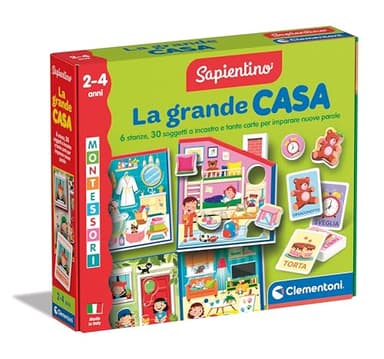 Clementoni - Sapientino Montessori La Grande Casa, Gioco Educativo Bambini 2-4 Anni, Stimola Linguaggio, Manualità e Coordinazione, per Scoprire Forme e Colori, Made in Italy, Lingua Italiana, 16853