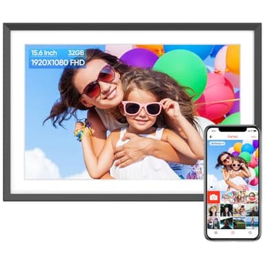 ARZOPA Cornice Digitale WiFi 15,6 Pollici 1920x1080 32GB Cornice Foto Digitale Schermo Tattile IPS FHD Frameo Portafoto Digitale Elettronica Rotazione Auto Condividi Foto e Video Tramite Frameo