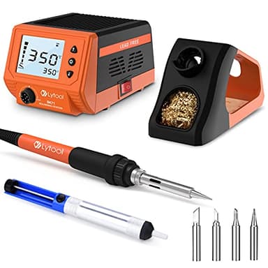Stazione Saldante,Lytool Stazione Saldante Elettronica 60W,Regolabile Temperatura 180 ° C-480 ° C,Grande LED Schermo,Funzione di Sonno,Kit Stazione di Saldatura Digitale, 5 Punte Sostituibili