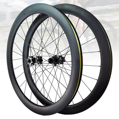 HZXQCVB Set di Ruote per Bici da Corsa 700C Cerchi in Fibra di Carbonio Altezza 38/50mm Sgancio Rapido Freno A Disco Mozzo 24H Straight Pull per Cassetta 7-12 velocità(50MM)